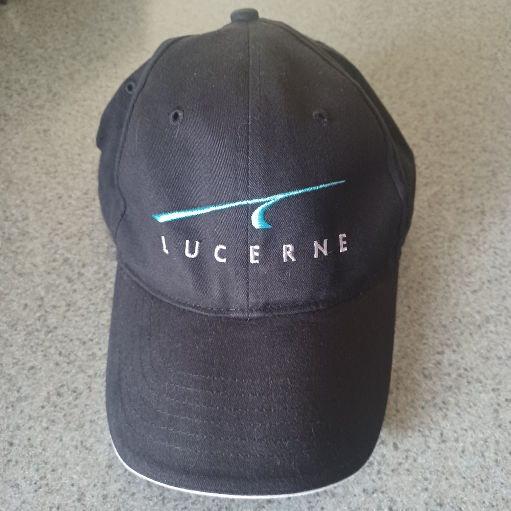 Lucerne Black Cap with Blue Logo